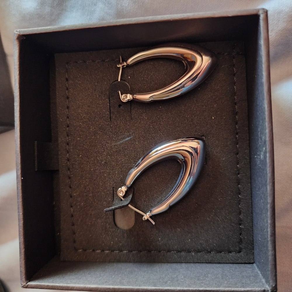 Mi Tesoro Sleek Silver Teardrop Earrings with Modern Design